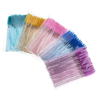 50 brosses à cils en cristal avec manche diamanté, applicateurs de mascara, pinceaux cosmétiques portables jetables en nylon