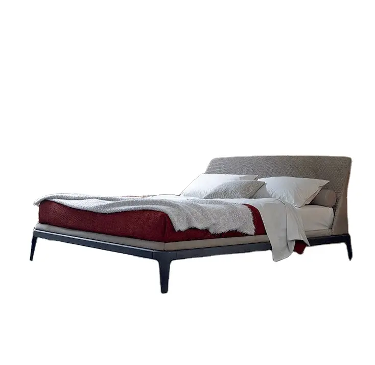 Italiaanse Luxe Design Slaapkamer Meubilair Bed Frame Essenhout Solid Hoge Kwaliteit Pu Lederen Meubelen Slaapkamer Set Moderne