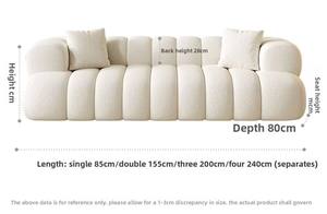 Canapé sectionnel de salon haut de gamme en tissu polaire d'agneau, style nordique simple et moderne, luxe léger, 2, 3 ou 4 places - Product Image 2