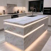 Dalle de marbre naturel rose et blanc, finition mate, plateau de table en pierre de luxe, décoration intérieure, dalle de marbre naturel sur mesure
