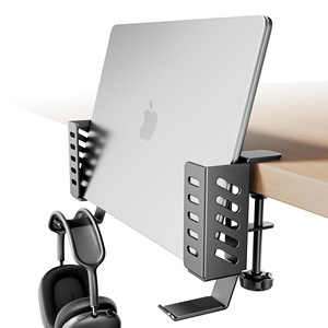 Organizer Laterale per Scrivania <span class=keywords><strong>da</strong></span> Ufficio, Porta Laptop in Acciaio Salvaspazio, Accessorio Multifunzione, Supporto per Tastiera - Product Image 2