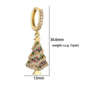 2024 moda gran oferta latón 18K chapado en oro joyería de mujer campana de Navidad árbol bolsa de regalo pendientes de gota de circón para regalo - Product Image 5
