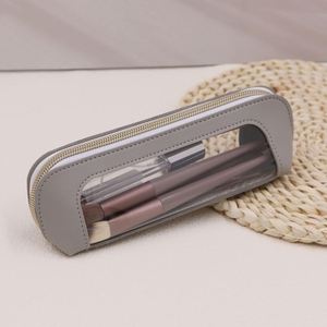 Custom6 COLORS Durable Fashion PVC Zipper Water Resistant <b>Makeup</b> Brushes Pouch <b>Bag</b> <b>Transparent</b> Window Travel Cosmetic Brush Case - Product Image 4
