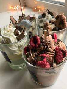 Gâteau de luxe pots de fantaisie crème glacée pomme <span class=keywords><strong>cidre</strong></span> beignet parfumé à la main paraffine cire de soja bol de céréales nourriture simulée Dessert bougie - Product Image 3