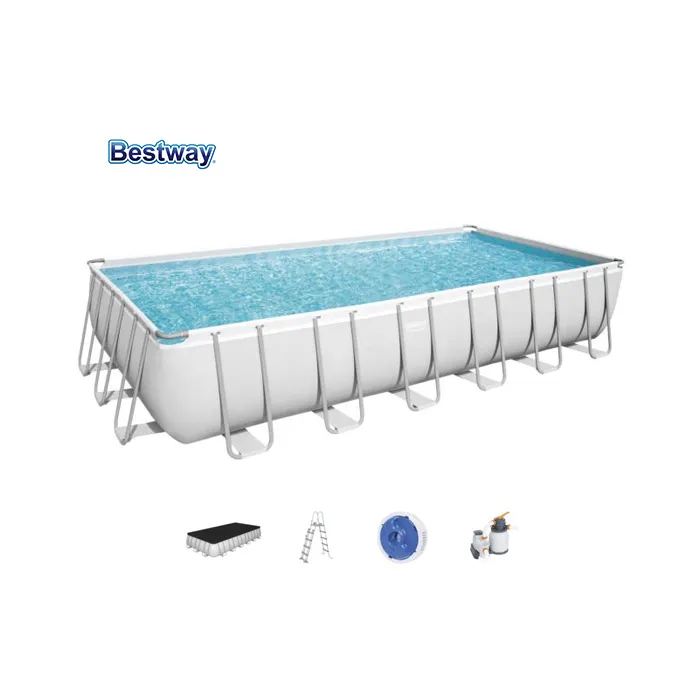 Bestway 7.32mx3.66mx1.32cm(24'x12'x52') power steel rectangular frame pools family lounge swimming pool