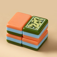 Tablevibe - Fichas de Mahjong con Rayas de Colores en Contraste, Patrón Estándar, Acrílico, Accesorios para Juegos de Entretenimiento
