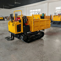 Mini-dumper sur chenilles Ruibote, moteur diesel, pompe hydraulique, boîte de vitesses, roulement, chenilles en caoutchouc, robuste, tout-terrain, pour ferme et jardin, 1T