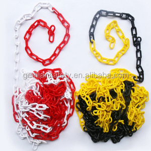 Fábrica de China: Rollo de cadena de seguridad de plástico Barrera de advertencia amarilla/negra, 6mm/8mm x 25m-para construcción, eventos, estacionamientos - Product Image 1