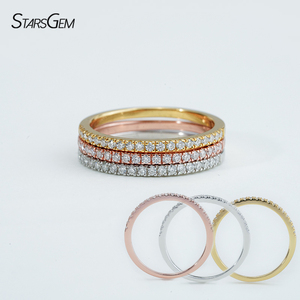 Bijoux Femme Diamant Argent 925 Moissanite Trois Bagues DEF VVS Mosant Diamants Bandes de Mariage Empilées - Product Image 1