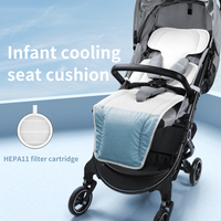 Coussin de siège ventilé pour bébé Anjuny, rechargeable par USB, 3 vitesses, pliable, doublure de siège de poussette, ventilateur silencieux, fibre de carbone