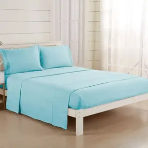 Luxury Flat hotel polyester <strong>spread</strong> <strong>king</strong> <strong>size</strong> Brushed Microfiber comforter plain <strong>bed</strong> sheet bedding set - Product Image 2