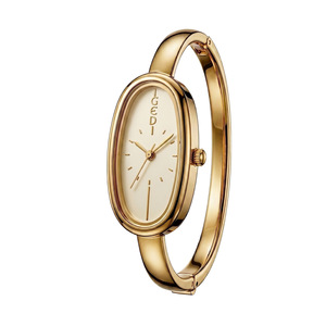 Bracelet ovale rétro GEDI 92005 pour femme, design de montre en or à extrémités ouvertes intégré avec des marquages minimalistes - Product Image 5