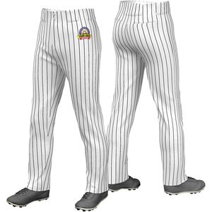 2025 <b>Men's</b> Open Bottom <b>Pinstripe</b> Elastic Baseball Pants Loose-Fit Full Length with Custom Logo Softball Wear KXK 1.34 Lbs - Product Image 1