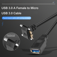 Câble de données industriel USB 3.0 Type Femelle Verrouillable vers Micro USB B Mâle Triple Blindage 5 Gbit/s PVC Nickelé pour Caméra de Vision Industrielle