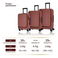 Valise à roulettes PC Bermas, ouverture frontale, grande capacité, 20 pouces, embarquement, avec serrure TSA et poche pour téléphone