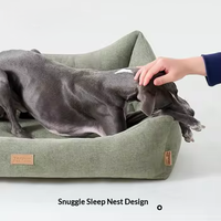 Cama de Lujo para Perros, Tamaño XL, con Patrón Sólido, Transpirable, Desmontable, Lavable, de Esponja y Lino, para las Cuatro Estaciones