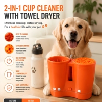 Nouvelle tasse de lavage électrique 2-en-1 pour pattes d'animaux, nettoyage en profondeur et séchage instantané, tasse portable pour le lavage des pieds de chien pour le toilettage des griffes des animaux