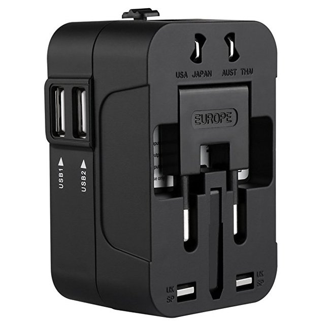 Travel Universal Adapter With 2 USB Electrical Plug Socket 2.1A Custom Extension Plug and Socket Ac Dc Worldwide Travel Adapter