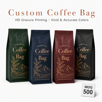 Sac à café à fond plat de qualité alimentaire, personnalisé, à structure renforcée à quatre soudures, haute rigidité, grande capacité de remplissage (1 kg, 2 kg), vente en gros
