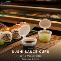 Gobelet à sauce soja pour sushi 1oz 2oz en PP de qualité alimentaire sans BPA, gobelet à condiment givré avec couvercle articulé pour wasabi et gingembre en vrac