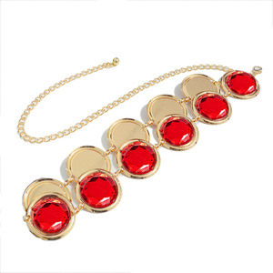 Ladies 'vành đai thắt lưng Gương trang trí giản dị vành đai thắt lưng mã não tinh thể eo Chuỗi Ruby chuỗi kim loại bán buôn - Product Image 2