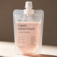 Pochette souple personnalisée avec bec verseur et couvercle à vis, emballage de pochette à bec verseur pour soins de la peau, pochette de recharge pour cosmétiques