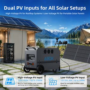 สถานีไฟฟ้าพกพา US Warehouse ABOK 7200W 9792Wh LiFePO4 เครื่องกำเนิดพลังงานแสงอาทิตย์แบบแยกเฟส 120V 240V สำหรับบ้านและอุตสาหกรรม ปลั๊กแบบ US - Product Image 4