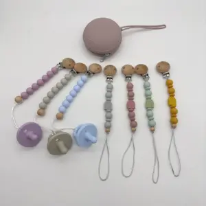 Pacifier Chain BPA Free Silicone Beads Baby Teether Dummy Clips Holder Teething Toys Eco-Friendly