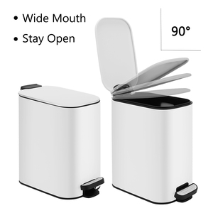 Slim Step in acciaio inox pattumiera cestino della spazzatura contenitore della spazzatura con coperchio per bagno bagno cucina bidone della polvere bianco - Product Image 2