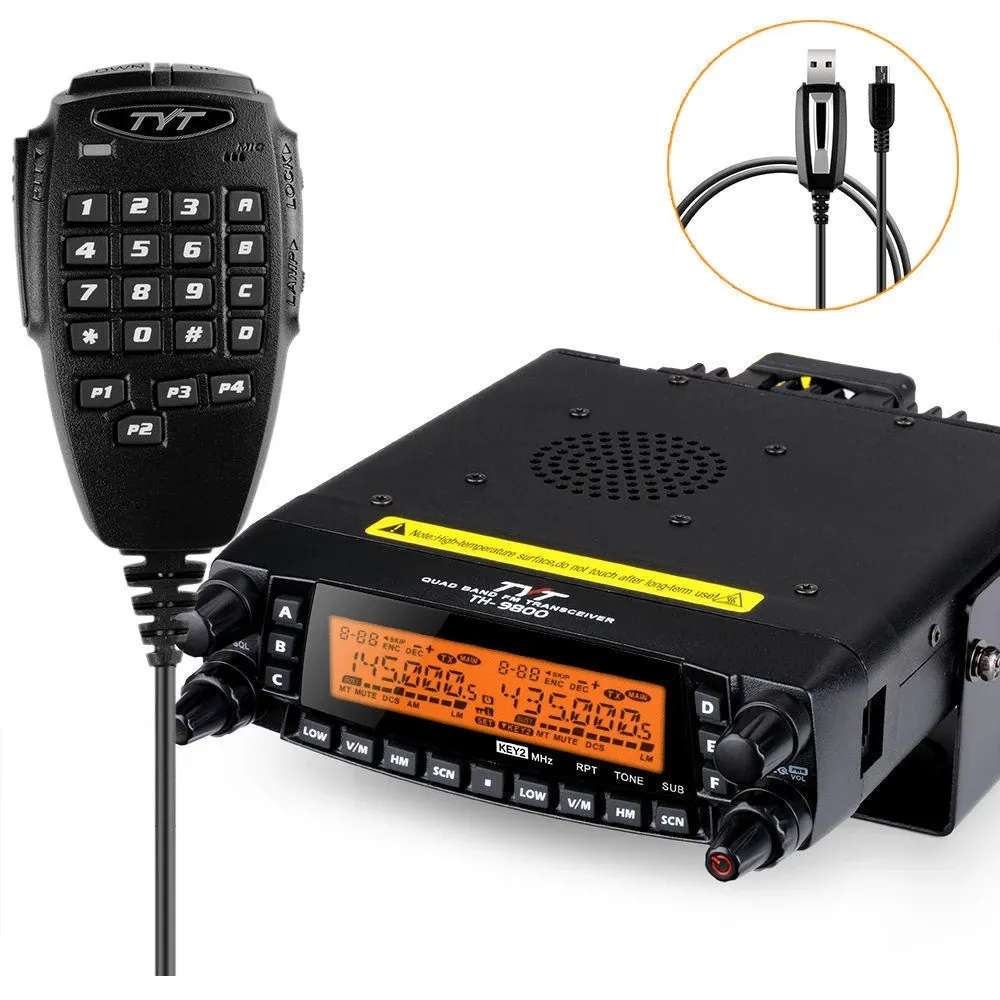 TYT TH-9800 плюс Quad Band Mobile Radio с перекрестными ремешками Любительская ветчина трансивер с кабелем иди и болтай walkie talkie