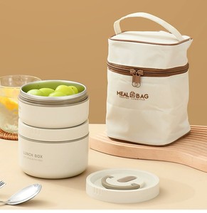 Nhà <span class=keywords><strong>Stackable</strong></span> thép không gỉ nhiệt ngăn ăn trưa Hộp đồ ăn nhẹ heatable <span class=keywords><strong>container</strong></span> thực phẩm với thiết lập dao kéo và túi ăn trưa - Product Image 3