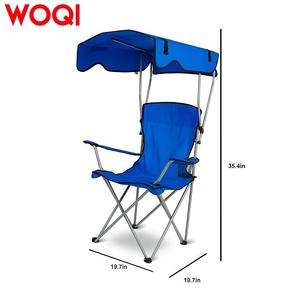 Chaise pliante Woqi avec auvent, structure en aluminium, tissu Oxford bleu, chaise de camping et de jardin d'extérieur, légère et portable - Product Image 2