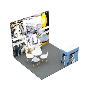 Cabina de exposición de Feria Comercial modular de aluminio reutilizable personalizada que incluye estantes de exhibición, escritorio de recepción con opciones de tamaño personalizado - Product Image 3