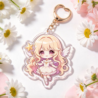 Porte-clés en acrylique personnalisé avec logo, mascotte de dessin animé, double face, porte-clés personnalisé pour souvenirs d'événements, cadeaux promotionnels