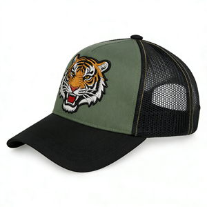 Gorra Trucker de Lona de 5 Paneles con Bordado de Tigre, Ajustable, Transpirable, con Cierre a Presión, Unisex, para Deportes y Actividades al Aire Libre - Product Image 2