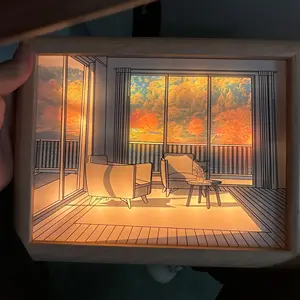 3d Schilderij Met Led Licht Muur Decoratieve Tafel Schets Zon Licht Schilderij Bed Foto