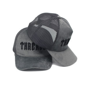 Casquette en daim à 5 panneaux avec logo brodé sur mesure Vente en gros - Product Image 2