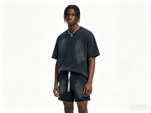 Shorts Bermuda en Coton Lavé pour Homme avec Cordon de Serrage, Noir Uni, Style Décontracté, Taille Mi-Haute, Tissu Respirant - Product Image 3