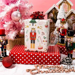 Christmas Reversible Wrapping Paper Roll 17 In X 46.8 Sq Ft <b>Nutcracker</b> Tree Polka Dot Pattern Gift Wrap - Product Image 3