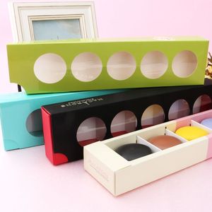 Color Choosing 5 Pieces Macaroon Box Cake Packaging Box Folding Boxes Recycled Materials
