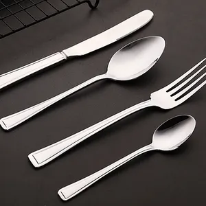 Steel Spoon Stainless Knife and Fork Cutlery Sets Fork Silver Flatware for Restaurant Home Hotel