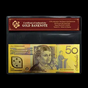 Rts Australische Wereld Geld 5 10 20 50 100 Aud Goud Folie Vergulde Bankbiljetten Collectie