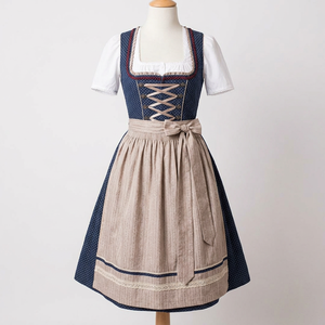 Vestido Dirndl Estilo Bávaro para Mujer, Largo hasta la Rodilla, Corte en A, con Cinturón, Cuello Cuadrado, Manga Corta, Traje Folclórico Vintage - Product Image 1