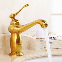 Accessoires de lavabo de salle de bain de luxe Robinet en laiton couleur or avec eau froide et chaude