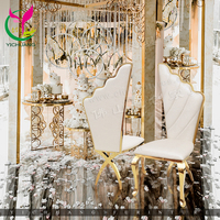 Chaises de salle à manger modernes de luxe en cuir blanc et acier inoxydable pour événements, banquets et hôtels
