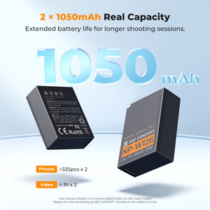 Batterie d'appareil photo K&F Concept 1050mAh pour <span class=keywords><strong>Fujifilm</strong></span> NP-W126/S, lot de 2 batteries, compatibilité totale, charge directe Type-C, indicateur LED - Product Image 5