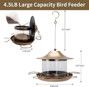 Mangeoire à oiseaux Oniya Green grande capacité, résistante aux intempéries, avec tuyau de drainage en PVC, anti-fourmis, suspendue, pour la décoration du jardin - Product Image 3