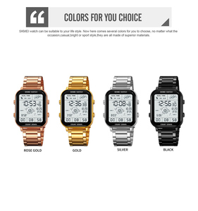 Montre-bracelet numérique de luxe SKMEI 2301, étanche, avec boîtier en acier et bracelet en acier inoxydable, modèle sport, très vendue - Product Image 2