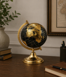 Black & Gold World Globe with Metal Stand Decorative Desk Globe for Home Office <b>Study</b> <b>Table</b> Students and Gifts - Product Image 2