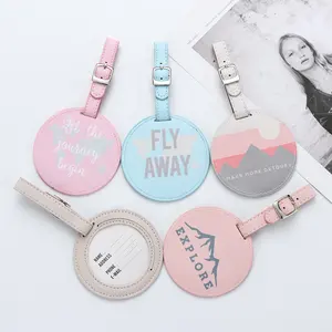 Custom Printed Logo Travel Airline Suitcase Blank Personalized Name Tags Strap Pu Luggage Tag